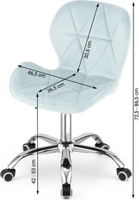 PROMOTIE Scaun de birou albastru deschis AVOLA VELVET calitate II