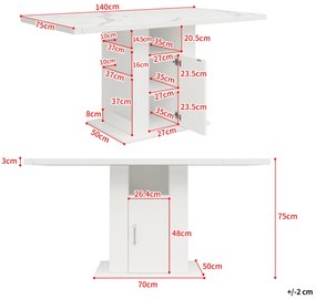 Masă de dining cu spațiu de depozitare, Alb | Aosom Romania