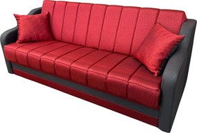 Canapea ALEX extensibila, 3 locuri, cu lada de depozitare, stofa catifelata maro cu rosu, 220x90x90 Maro + Rosu