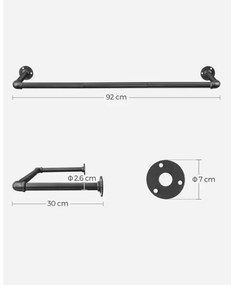 Set de 2 suporturi de perete LINEA pentru umerașe, negru