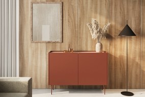 Comodă cu două uși Desin 120 2U - ceramică roșie / stejar nagano