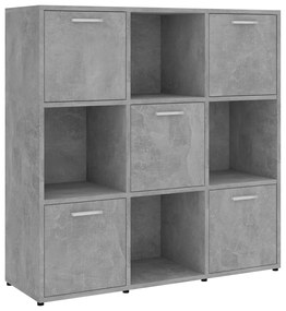 802934 vidaXL Bibliotecă, gri beton, 90 x 30 x 90 cm, lemn prelucrat