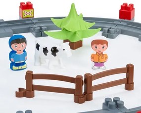 Joc de construit Tren cu sine, Steam Train Abrick Ecoiffier, cu 2 masinute si 4 figurine, 3067
