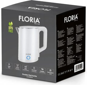 Fierbator electric Floria ZLN4920 Alb, putere 1500W, capacitate 2 litri, protectie la supraincalzire