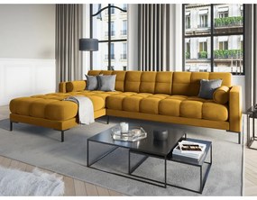 Colțar din catifea cu extensie pe partea stângă Cosmopolitan Design Bali, galben
