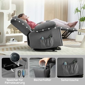 HOMCOM Fotoliu Electric cu Funcție de Ridicare, Material Moale Asemănător Catifelei, Porturi USB | Aosom Romania