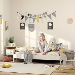AIYAPLAY Pat pentru Copii 3-8 Ani, 143,5x74 cm, cu Panouri Laterale Înalte, Profil Jos, Alb | Aosom Romania