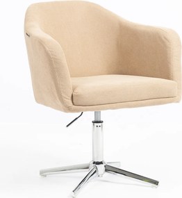 HR832CROSS Scaun Catifea Reiată Premium culoare Bej Ghimbir cu Bază Cromata