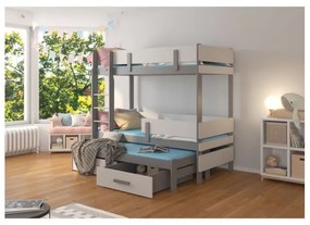 Pat Supraetajat Cu Baldachin ETAPO Gri/Alb 90x200cm