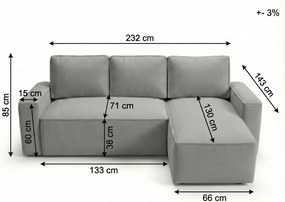Set de canapea extensibila reversibila in forma de L SMART BOUCLE 232x143 cm, crem, clasa a II-a.