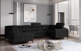 Coltar extensibil cu spatiu pentru depozitare, 330x98x200 cm, Escada L02, Eltap (Culoare: Negru / Matt Velvet 99)