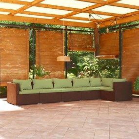 3101708 vidaXL Set mobilier de grădină cu perne, 6 piese, maro, poliratan