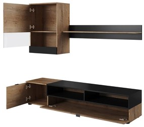 Set mobilier living Aise, stejar lefkas / negru