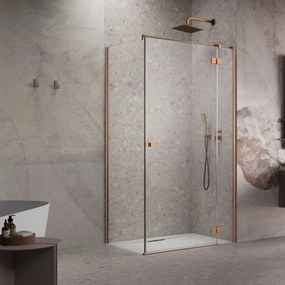Cabina de dus dreptunghiulara cu usa batanta Radaway Essenza KDJ 100x70 cm finisaj cupru periat-transparent dreapta