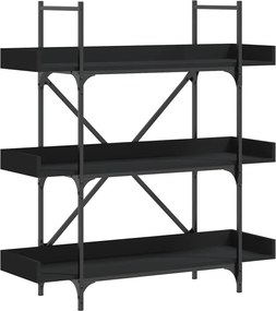vidaXL Bibliotecă cu 3 niveluri, negru, 100x33x108,5 cm lemn prelucrat