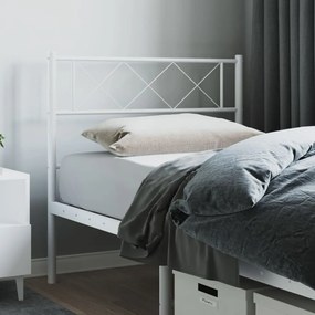 372355 vidaXL Tăblie de pat metalică, alb, 100 cm