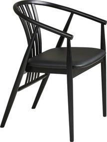 Scaun de dining Agustin, lemn de fag cu scaun PU, negru