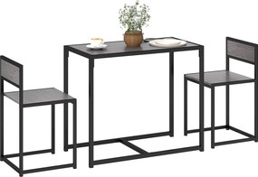 HOMCOM Set bar 3 piese, 2 scaune, 1 masă, 90 cm x 47 cm x 76 cm, Gri | Aosom Romania