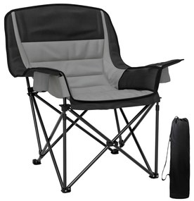 Outsunny Scaun de Camping Pliabil cu 2 Suporturi pentru Pahare și Buzunare Laterale, 99x71x103 cm, Gri | Aosom Romania