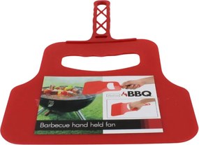 Evantai grătar BBQ 31 cm, ventilator manual aprindere cărbuni, plastic rezistent, roșu