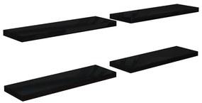 323774 vidaXL Rafturi de perete, 4 buc., negru extralucios 80x23,5x3,8 cm MDF