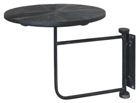 Masuta laterala de perete, neagra, din lemn masiv si metal D30cm, Clayn
