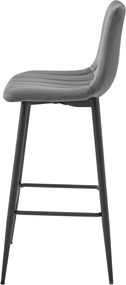 Scaun de bar POZZA VELVET cu picioare negre, gri inchis