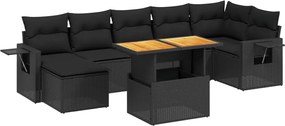 vidaXL Set mobilier de grădină cu perne, 8 piese, negru, poliratan