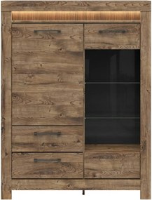 Vitrina TORIN, stejar, PAL/sticla securizata, 114x45x150 cm