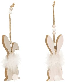 Iepuras din lemn suspendat FLUFFY BUNNY 12 cm - mai multe variante