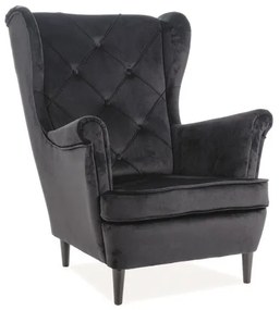 Fotoliu Lady velvet negru Blu19/wenge