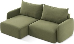 Colțar verde extensibil/cu spațiu de depozitare cu tapițerie din catifea (cu colț pe partea stângă/cu șezlong) Kalena – Makamii