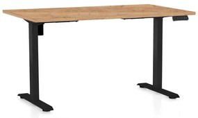 Masă înălțime reglabilă OfficeTech B, 120 x 80 cm, picioare negre, stejar kraft