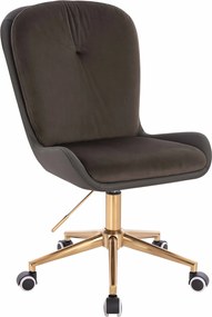 HR690K Scaun Velvet&amp;soft Piele Pu Ciocolată/Cafea Bază Aurie