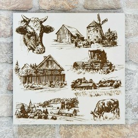 DUBLEZ | Tablou din lemn pentru perete - Peisaj rural