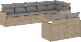 vidaXL Set canapele de grădină, 8 piese, cu perne, bej, poliratan