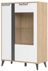 Vitrină Mussun 15 (nuc american jackson + alb mat + grafit mat). 1068198