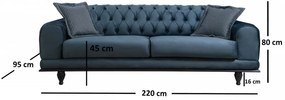 Canapea Extensibilă cu 3 Locuri Arredo Capitone, Albastru Marin