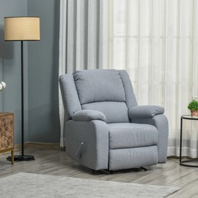 HOMCOM Relaxsessel Manual Fotoliu de televizor cu funcție de întindere, aspect de in, fotoliu TV cu mâner lateral, suport de picioare, capacitate de încărcare de până la 150 kg, pentru sufragerie, Gri deschis | Aosom Romania