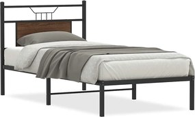 vidaXL Cadru pat fără saltea stejar maro, 90x200 cm, lemn prelucrat