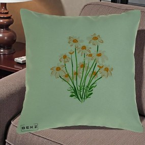 Perna Decorativa Margarete Camp, 40x40 cm, Verde, Husa Detasabila, Perna Inclusa, BEKZ®
