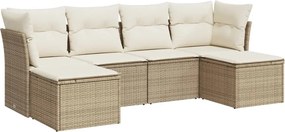 vidaXL Set canapele de grădină cu perne, 6 piese, bej, poliratan