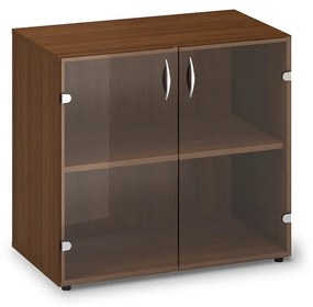 Dulap din sticlă joasă ProOffice 80 x 45,8 x 73,5 cm, nuc