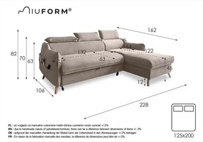 Colțar bej extensibil (cu colț pe partea dreaptă) Sweet Harmony – Miuform