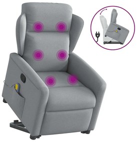 vidaXL Fotoliu de masaj rabatabil cu ridicare, gri deschis, textil