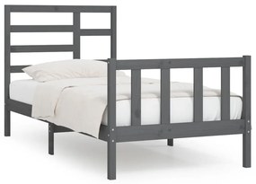 3107600 vidaXL Cadru de pat, gri, 90x200 cm, lemn masiv de pin