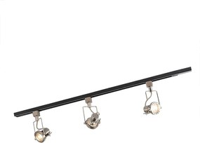 Sistem inteligent de șină monofazată neagră cu oțel, incluzând 3 WiFi GU10 - Iconic Suplux