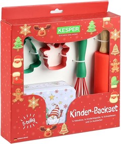Set pentru copii pentru prepararea prăjiturilor de Crăciun Kesper 69128, 5 piese, cutie de depozitare, multicolor