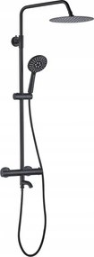 Coloana de dus cu baterie monocomanda Rea Lungo negru mat cu termostat