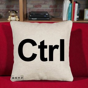Perna Personalizata Tasta Ctrl Tipografie Bold, 40x40 cm, Bej Canapea, Husa Detasabila, Perna Inclusa, BEKZ®